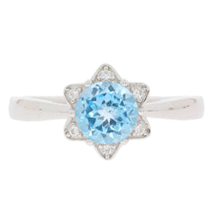 Sterling Silver Semi Mount Ring Setting Round RD 6.5X6.5mm White Topaz - Syzjewelry