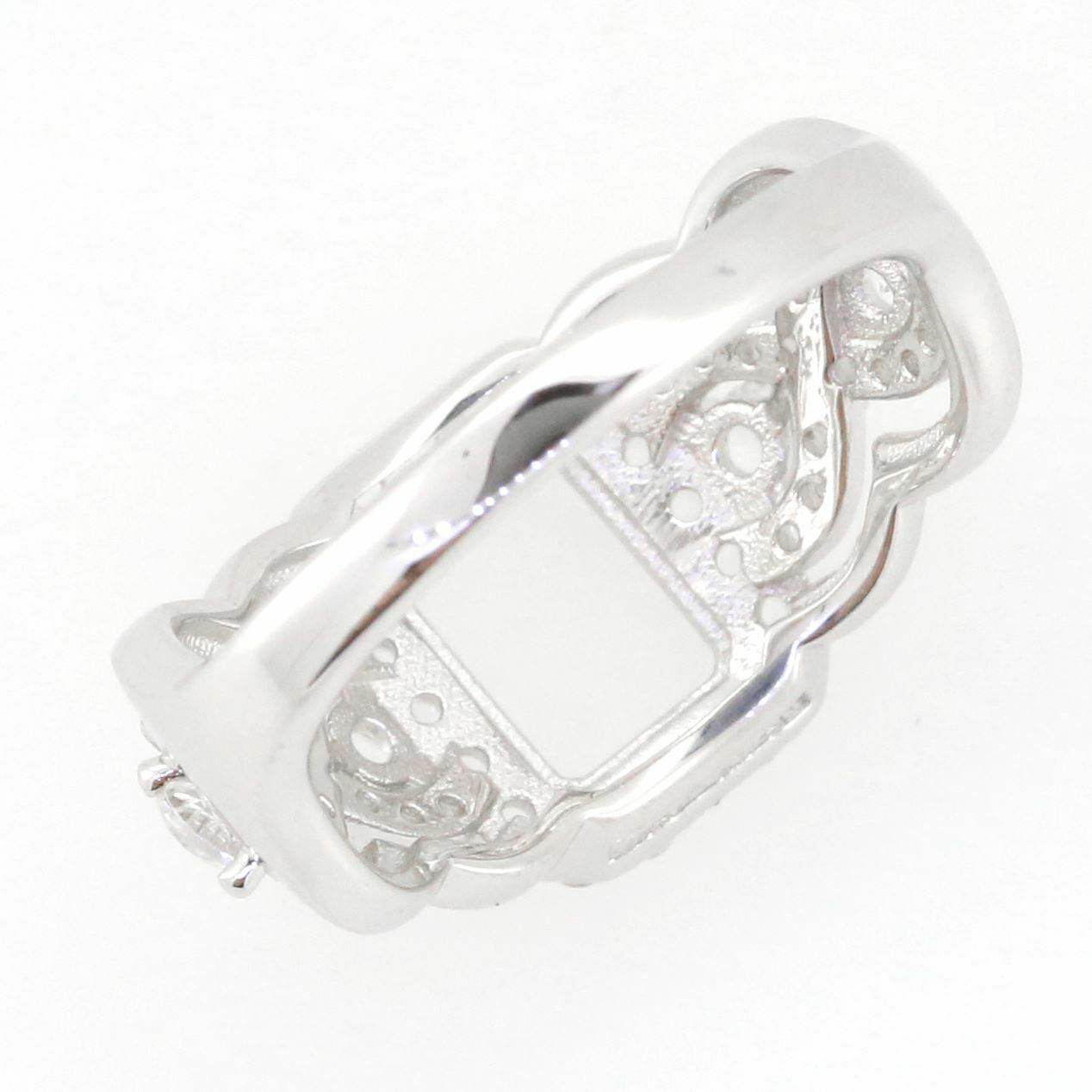 14K White Gold Semi Mount Ring Setting Emerald OCT 8X6mm - Syzjewelry