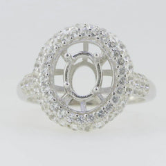 Sterling Silver Semi Mount Ring Setting Oval OV 8X6mm White Topaz - Syzjewelry