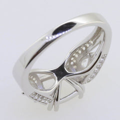 Sterling Silver Semi Mount Ring Setting Cushion CU 8x8mm Pear PE 4x3mm - Syzjewelry