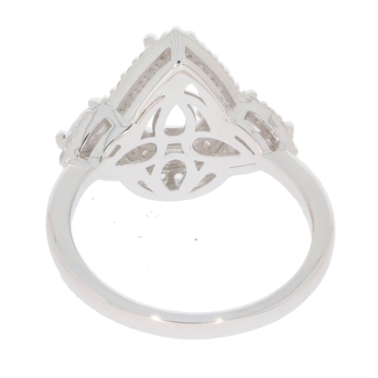 Sterling Silver Semi Mount Ring Setting Pear PE 9X7mm Double Halo - Syzjewelry