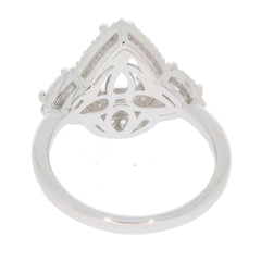 Sterling Silver Semi Mount Ring Setting Pear PE 9X7mm Double Halo - Syzjewelry