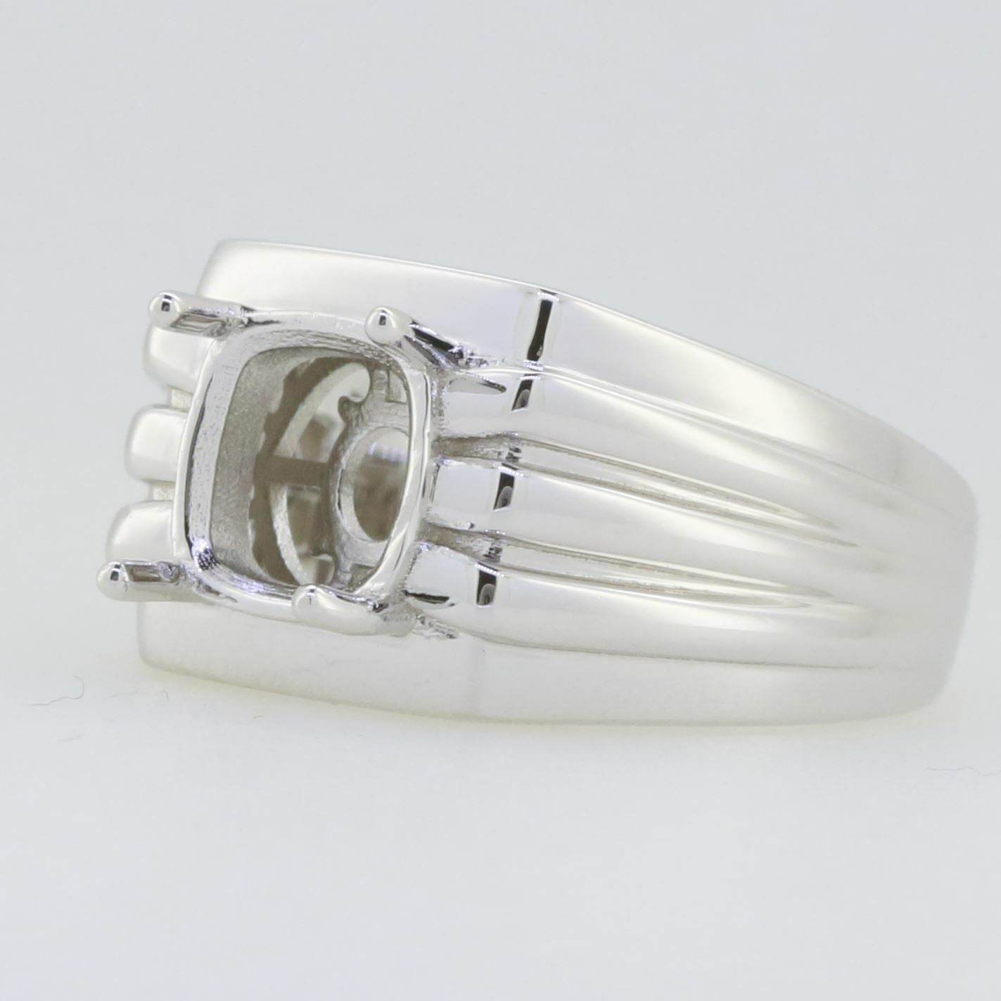 Men's Sterling Silver Semi Mount Ring Setting Cushion CU 8X8mm - Syzjewelry