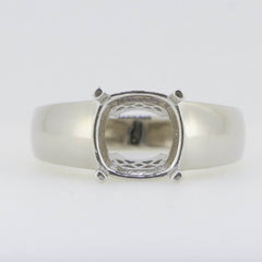 Men's Ring Settings Sterling Silver Ring Mounting Cushion CU 10x10mm Unisex - Syzjewelry