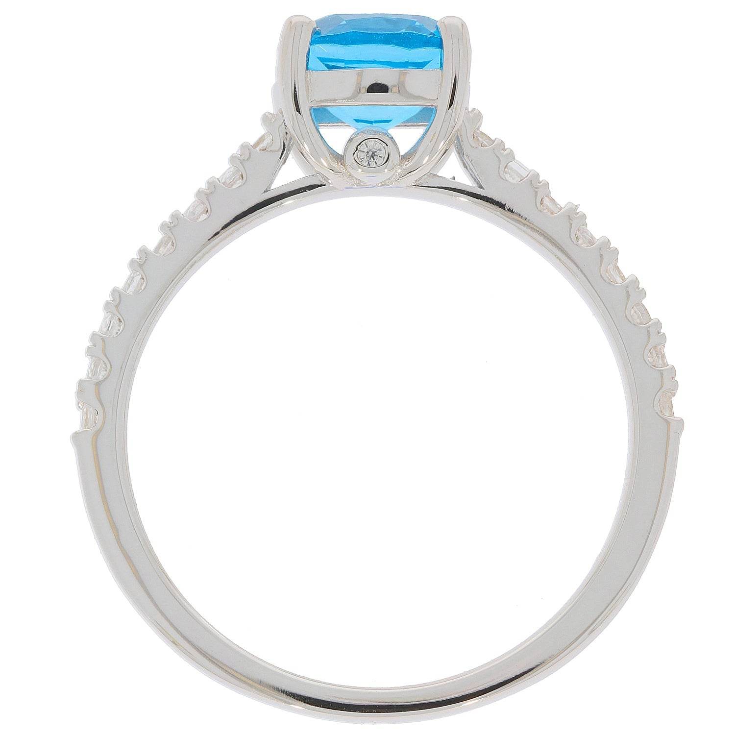 Sterling Silver Semi Mount Ring Setting Cushion CU 7X7mm White Topaz D - PJC24 - Syzjewelry