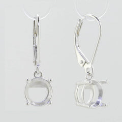 Sterling Silver Semi Mount Earrings Setting Round RD 8x8mm White Topaz GTL19 - Syzjewelry