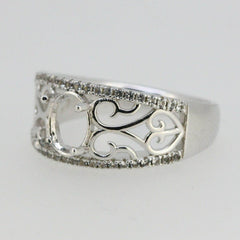 Vintage Repro Sterling Silver Semi Mount Ring Setting Oval OV 8x6mm Wh - Syzjewelry