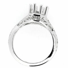 Art Deco Style Sterling Silver Semi Mount Ring Setting Round RD 6x6mm - Syzjewelry