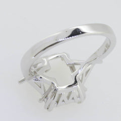 14K White Gold Semi Mount Ring Setting Emerald OCT 12X9mm TRL 5x5mm - Syzjewelry