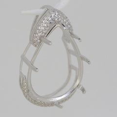 Sterling Silver Semi Mount Pendants Setting PE 24x18mm White Topaz - Syzjewelry