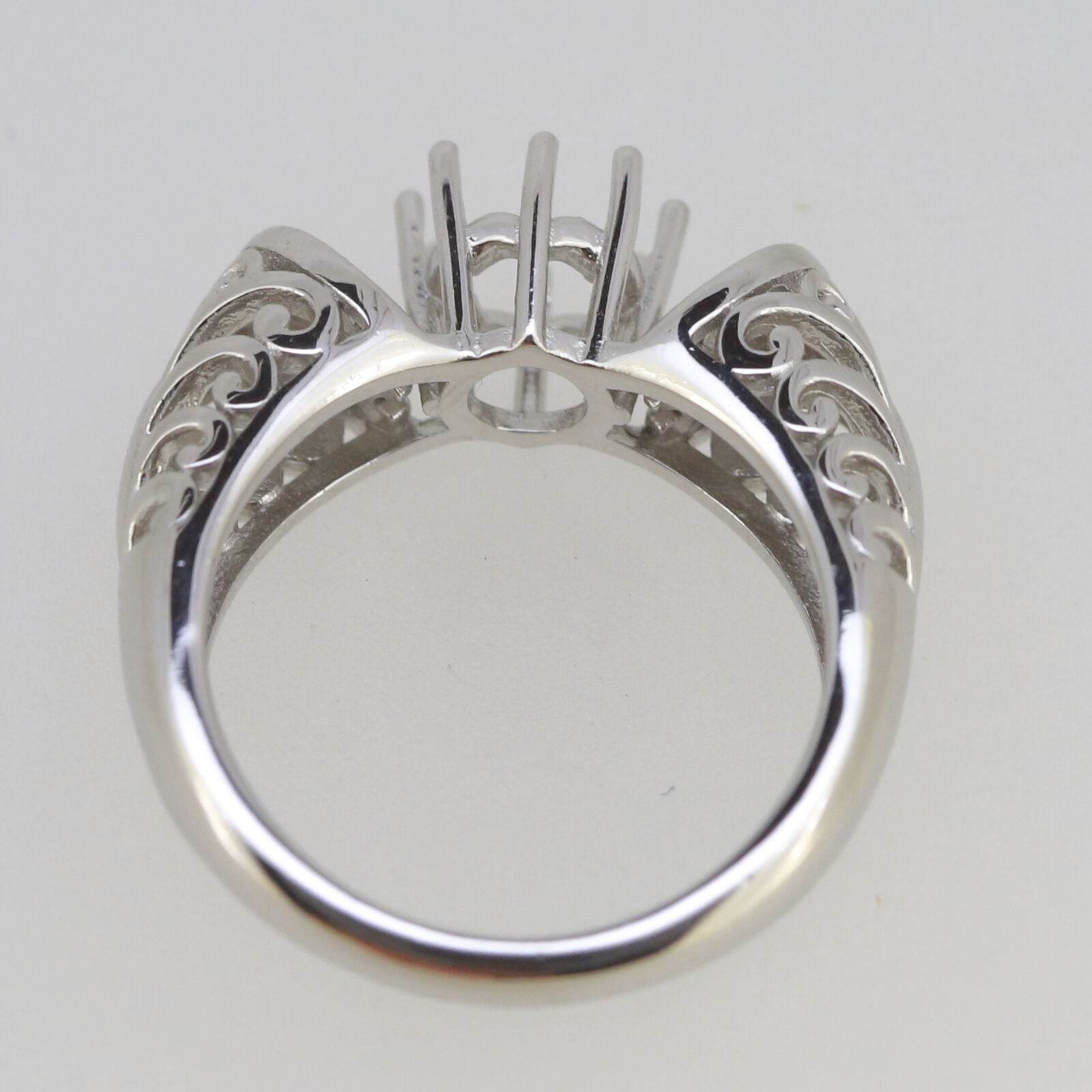 Vintage Style Sterling Silver Semi Mount Ring Setting RD 6x6mm White Topaz - Syzjewelry