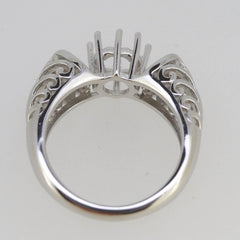 Vintage Style Sterling Silver Semi Mount Ring Setting RD 6x6mm White Topaz - Syzjewelry