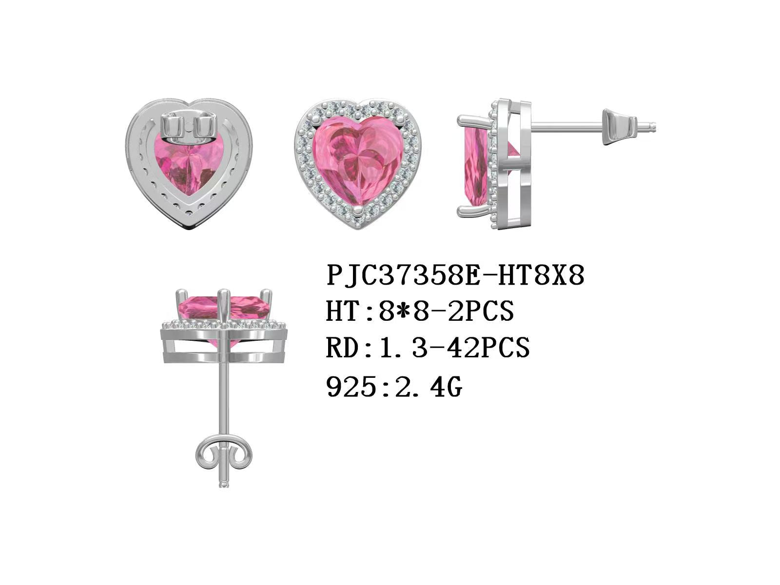 Sterling silver Semi Mount Earrings Setting Heart HT 8x8mm Syzjewelry