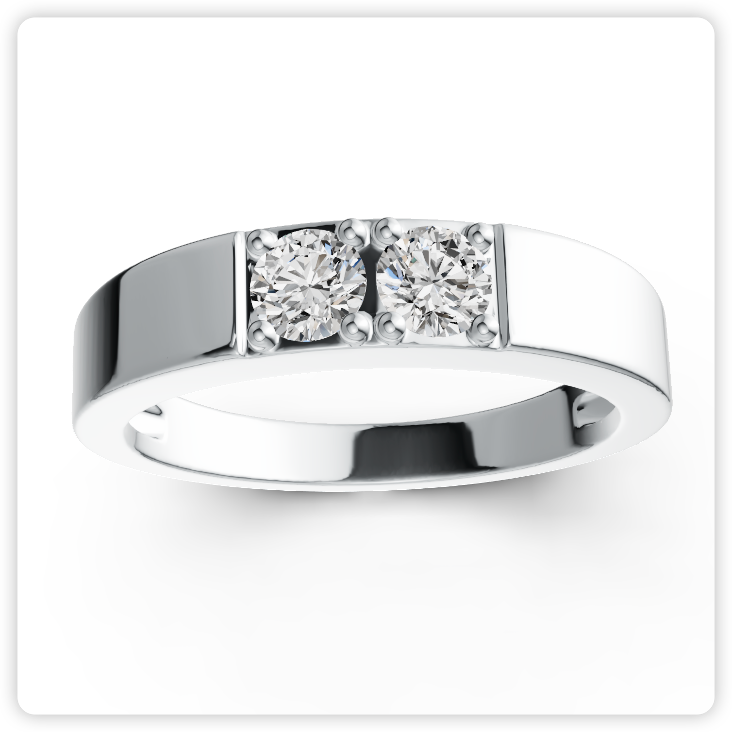 Men's Sterling Silver Semi Mount Ring Setting Round RD 4x4mm Two Stone Ring Toi et Moi DHJ