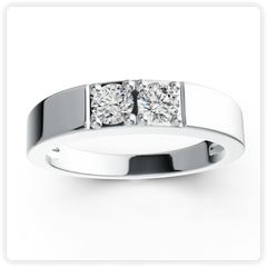 Men's Sterling Silver Semi Mount Ring Setting Round RD 4x4mm Two Stone Ring Toi et Moi DHJ