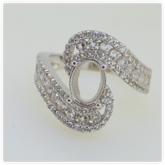 Sterling Silver Semi Mount Ring Setting OV 9X7mm Bypass Ring with Black Spinel or White Topaz Syzjewelry