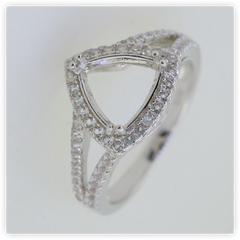 Sterling Silver Semi Mount Ring Setting Trillion Tri 9x9mm White Topaz Halo Split Shank Syzjewelry