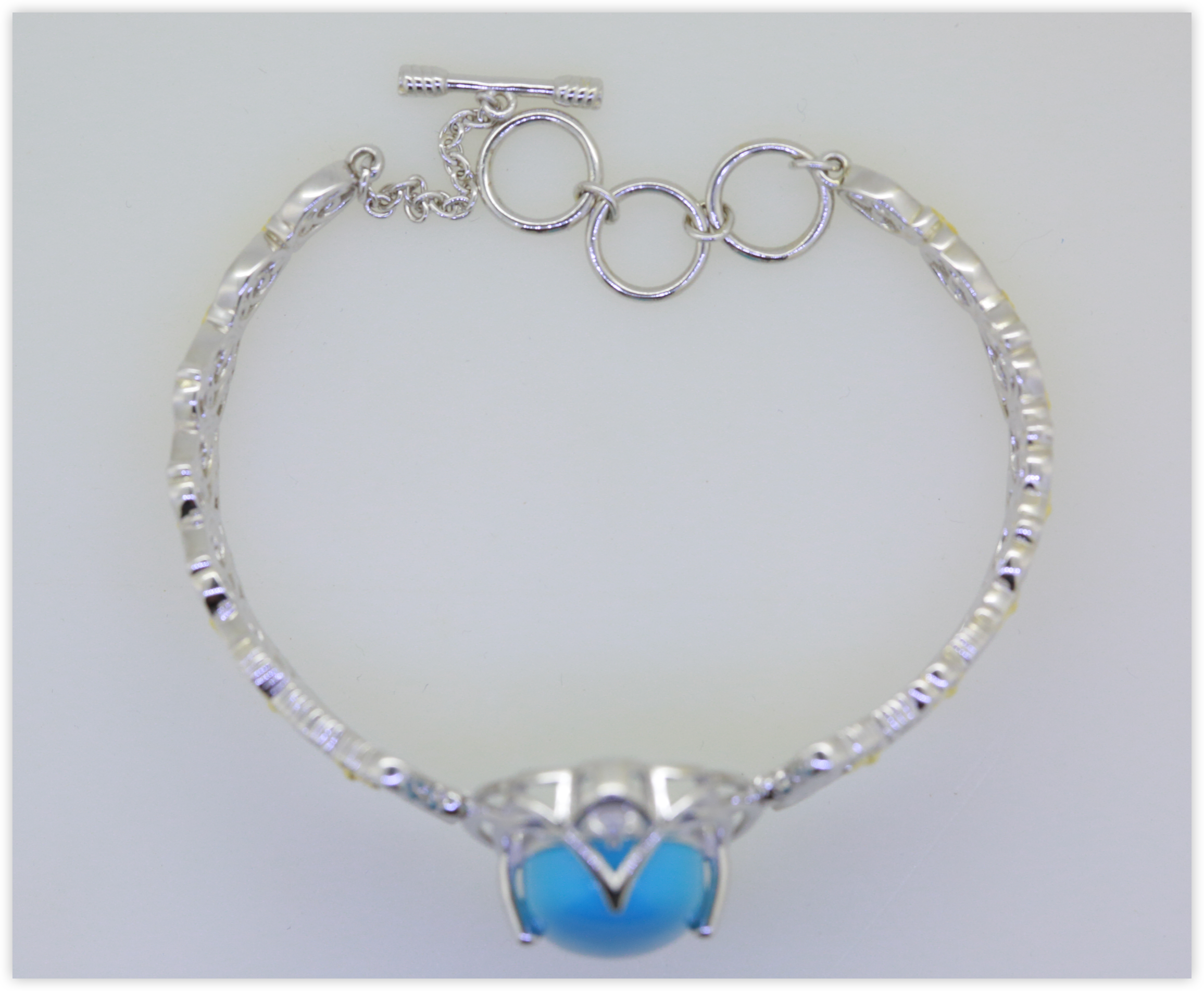 Sterling Silver Semi Mount Bracelet Setting Oval OV 18X13mm Cabochon Filigree Art Nouveau Style DHJ