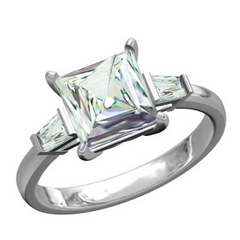 Sterling Silver Semi Mount Ring Setting Asscher SQ 8x8mm Ring 3 Stone