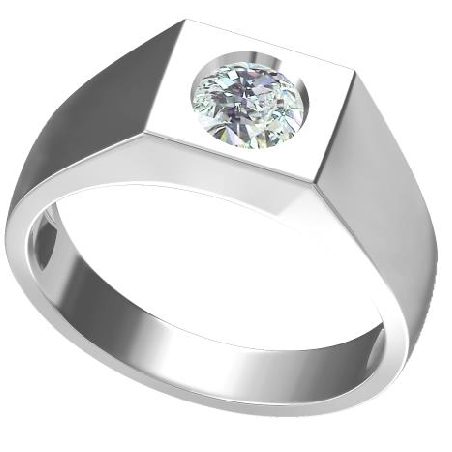 Men's Sterling Silver Semi Mount Ring Setting Round RD 6.5x6.5mm Bezel Set DHJ