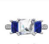 Sterling Silver Semi Mount Ring Setting Emerald OCT 8X8mm 6x4mm 3 Stones DHJ