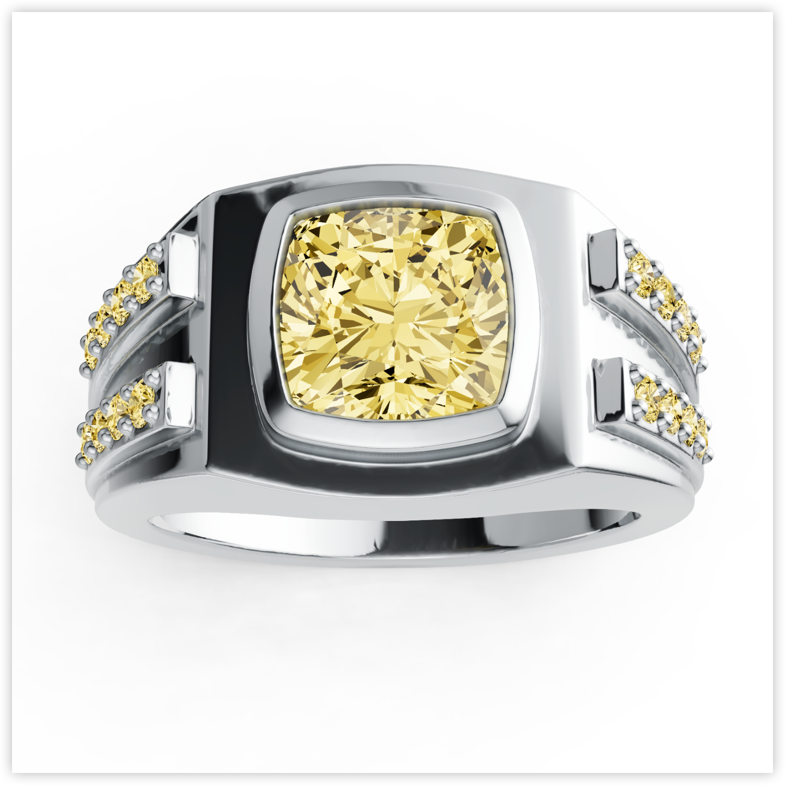 Men's Sterling Silver Semi Mount Ring Setting Cushion CU 8X8mm Bezel DHJ