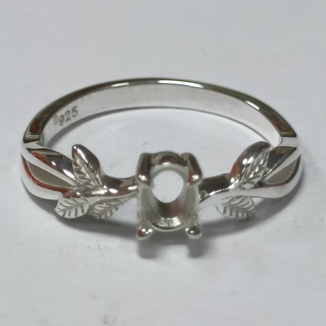 Sterling Silver Semi Mount Ring Setting Oval OV 5x4mm Art Nouveau Syzjewelry