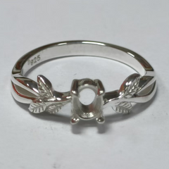 Sterling Silver Semi Mount Ring Setting Oval OV 5x4mm Art Nouveau Syzjewelry