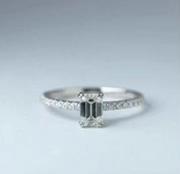 14K Gold Semi Mount Ring Setting Emerald OCT 7x5mm with Moissanite Syzjewelry