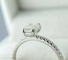 14K Gold Semi Mount Ring Setting Emerald OCT 7x5mm with Moissanite Syzjewelry