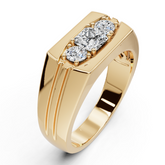 Men's Sterling Silver Semi Mount Ring Setting Princess SQ 4.5X4.5mm 3 Stone Band Ring Channel Bezel DHJ