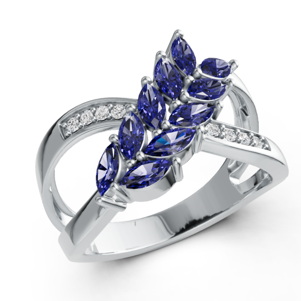 Sterling Silver Marquise Shape 5x2.5mm Crisscross Ring DHJ