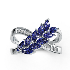 Sterling Silver Marquise Shape 5x2.5mm Crisscross Ring DHJ