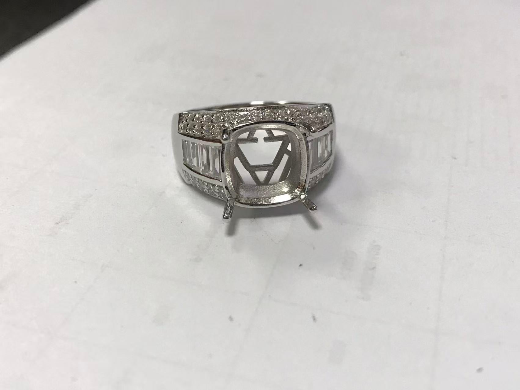 Sterling Silver Semi Mount Ring Setting Cushion Cu 12x12mm Syzjewelry
