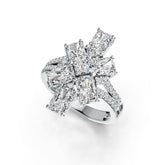 Platinum Semi Mount Ring Setting Emerald OCT 6X4mm SQ 3X3mm Diamond Accent DHJ