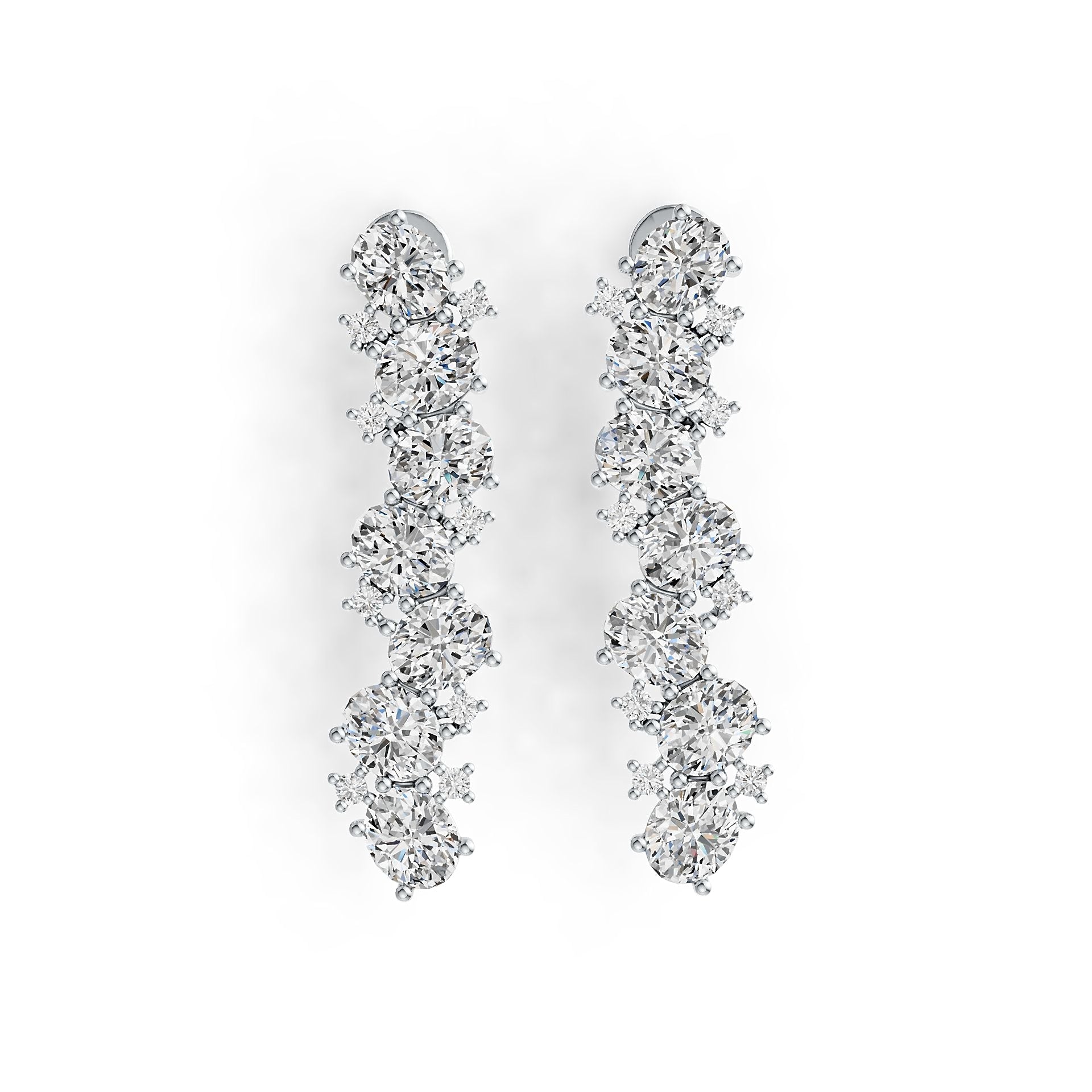 Sterling Silver Semi Mount Earrings Setting Oval OV 5X4mm with White Topaz DHJ