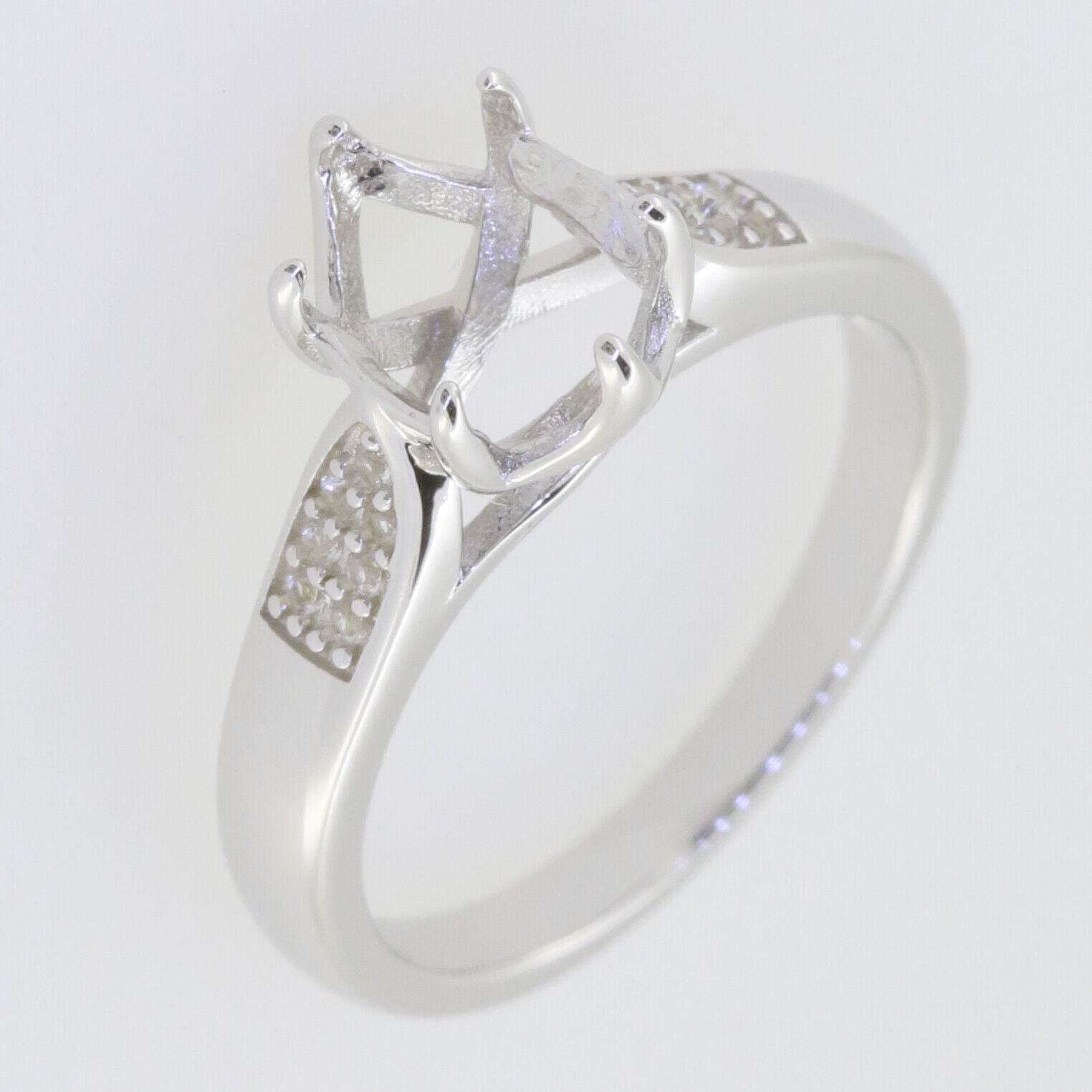 Platinum Semi Mount Ring Setting Oval OV 9x7mm solitaire White Diamond Accent Syzjewelry