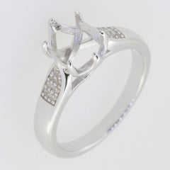 Platinum Semi Mount Ring Setting Oval OV 9x7mm solitaire White Diamond Accent Syzjewelry