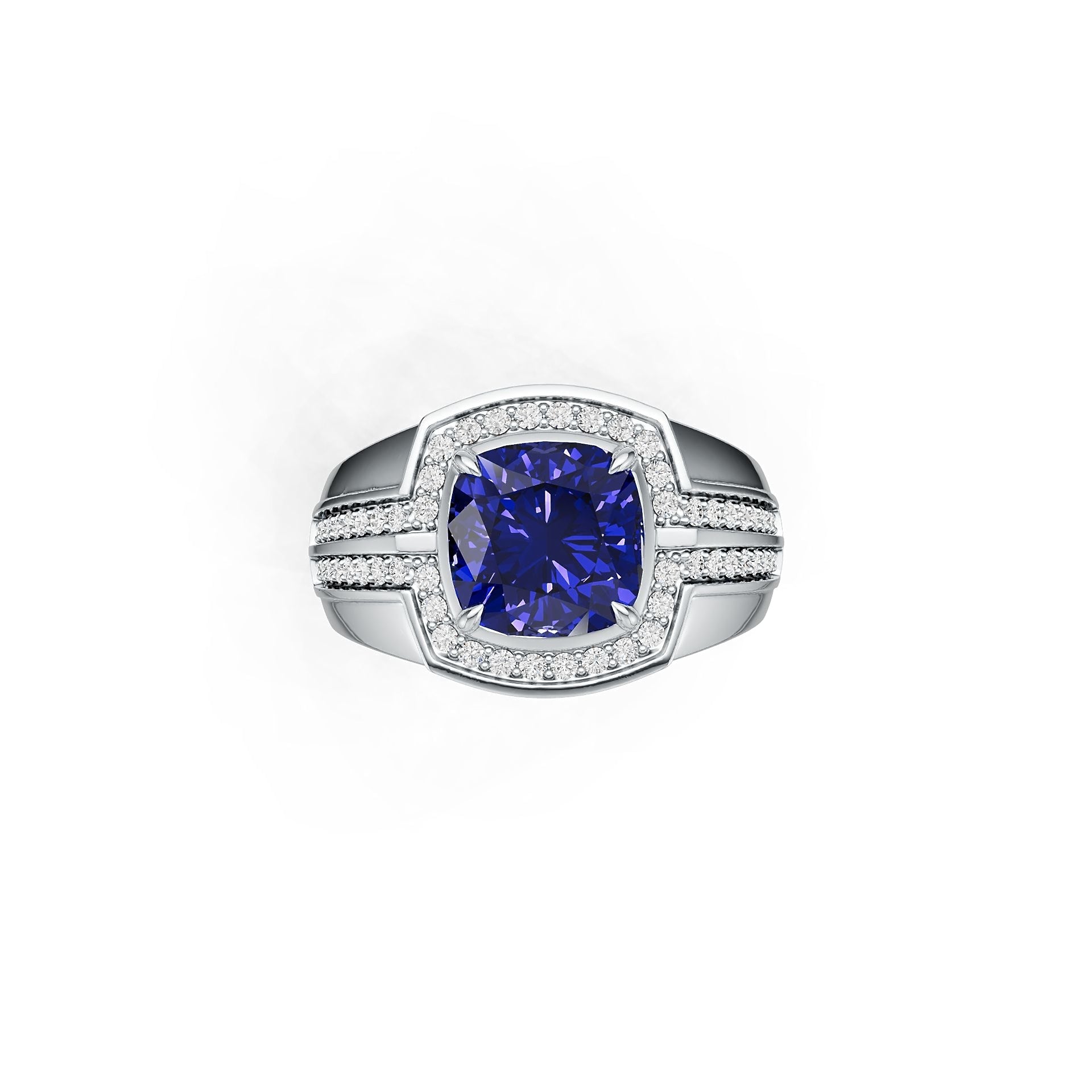 Men's Sterling Silver Semi Mount Ring Setting Cushion CU 10x10mm Male Ring Halo Ring Syzjewelry