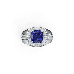 Men's Sterling Silver Semi Mount Ring Setting Cushion CU 10x10mm Male Ring Halo Ring Syzjewelry