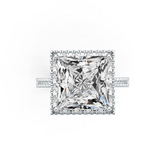 Sterling Silver Semi Mount Ring Setting Princess SQ 12X12mm Halo DHJ