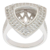 10K Gold Semi Mount Ring Setting TRI 12X12mm Double Halo Moissanite Accent DHJ