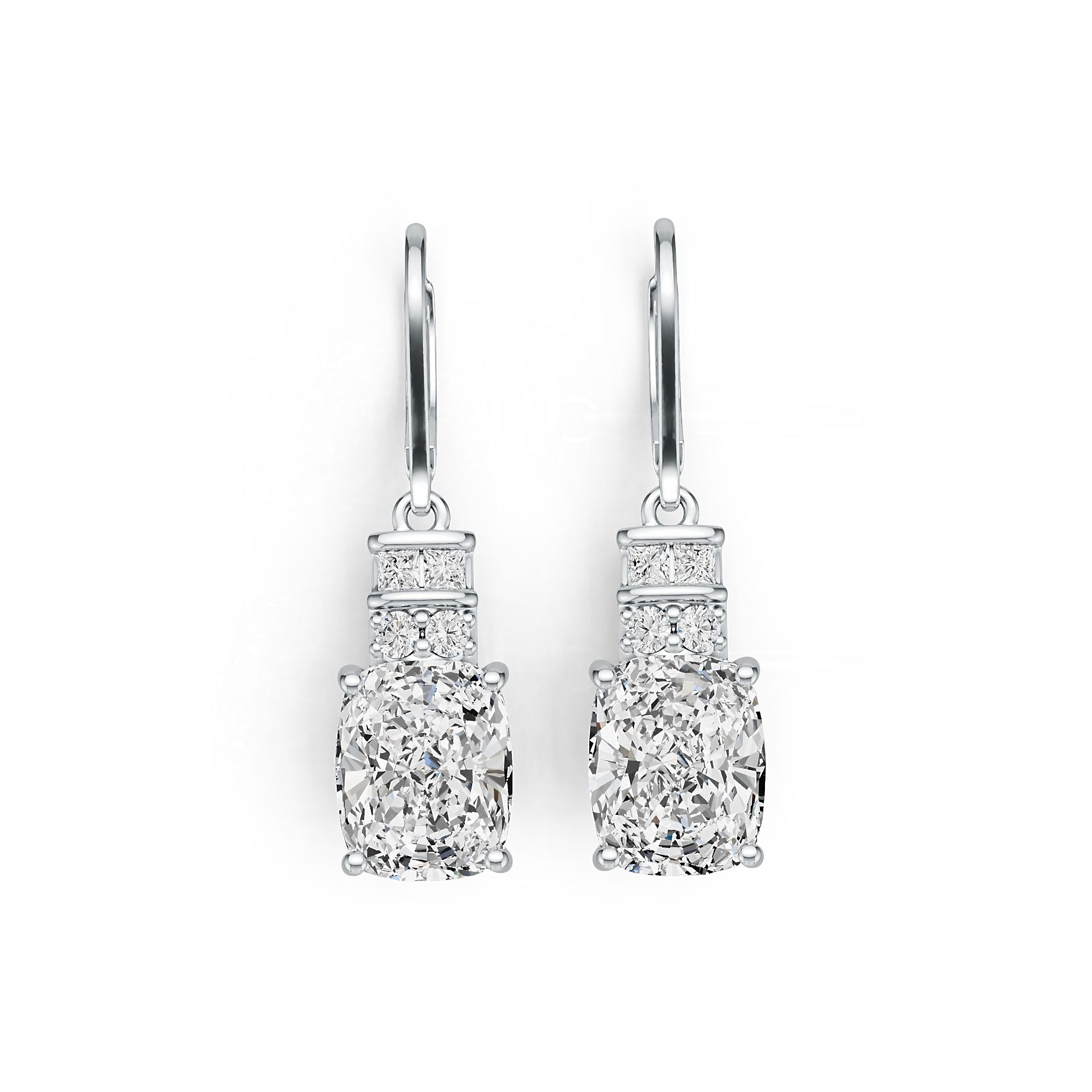 Platinum Semi Mount Earrings Setting Cushion CU 10X8mm Diamond Accent DHJ