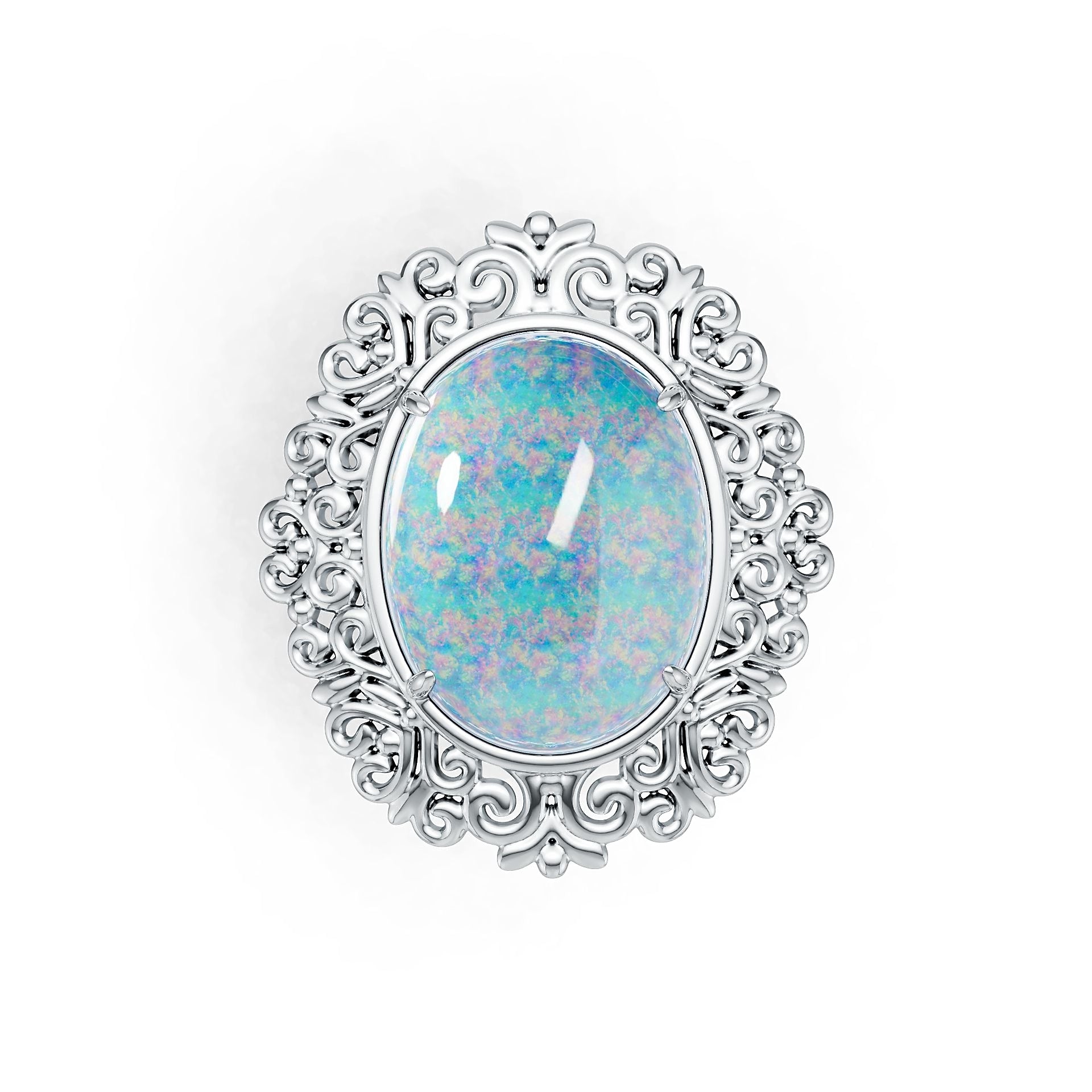 Sterling Silver Semi Mount Ring Setting Oval OV 21X16.5mm Cabochon DHJ