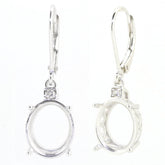 Platinum Semi Mount Earrings Setting Oval OV 12X10mm Leverback Diamond Accent Syzjewelry