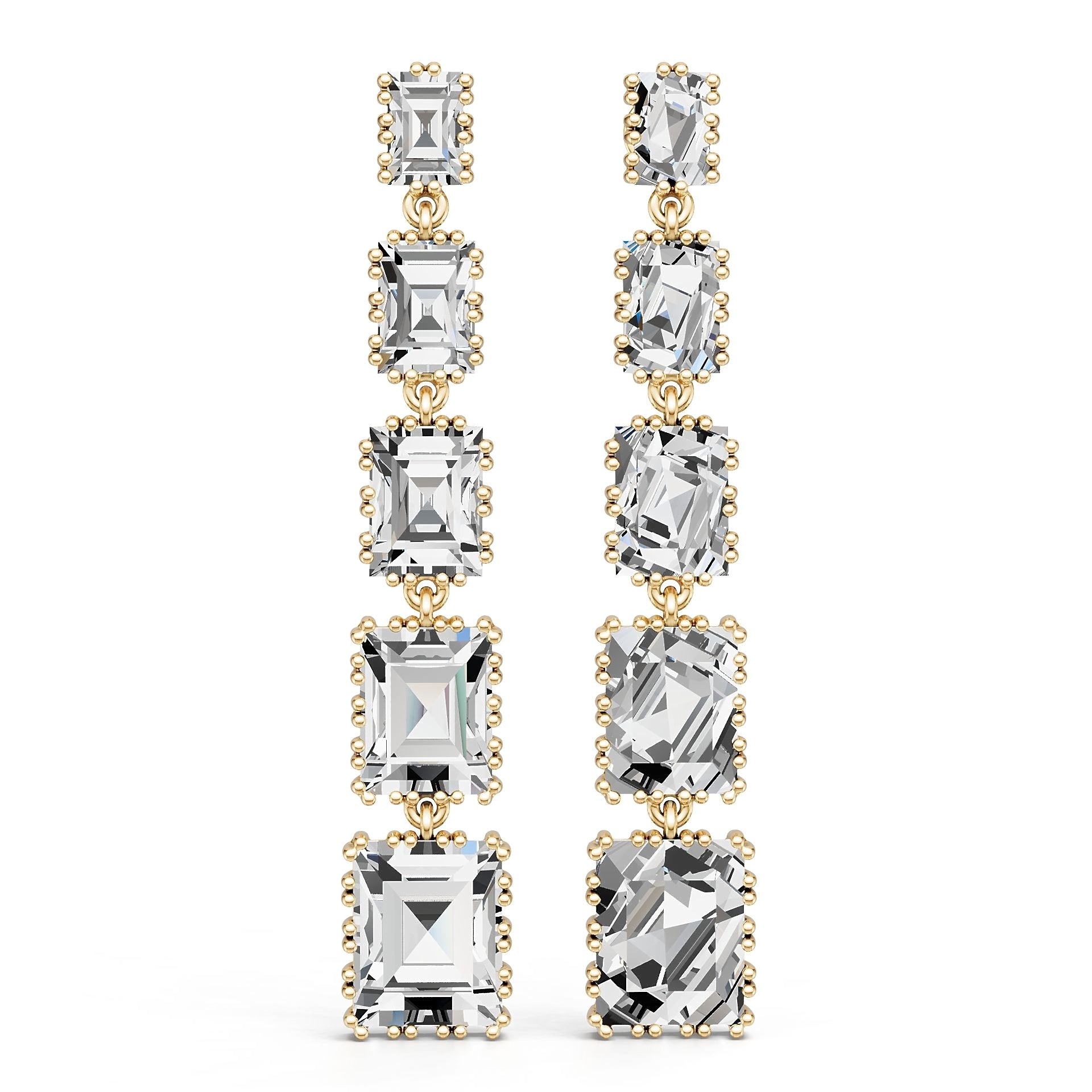 10K Gold Semi Mount Earrings Setting Princess Pr 5x8mm Moissanite Accent Syz Jewelry