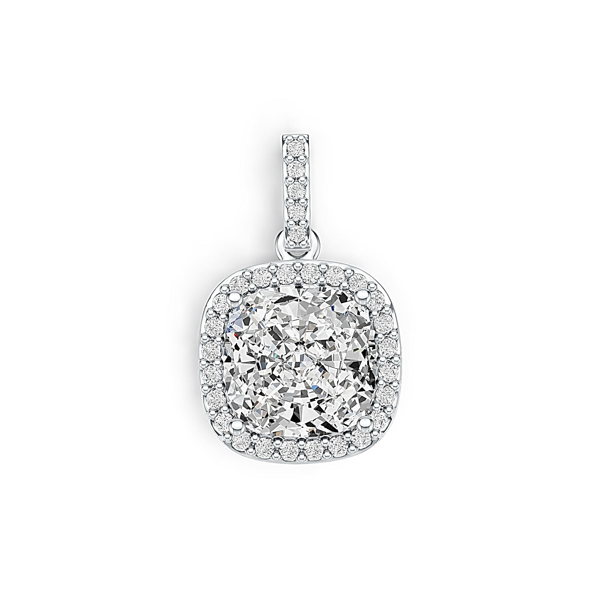 10K Gold Semi Mount Pendant Setting Cushion Cu 8x8mm W/ White Topaz Syzjewelry