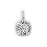 10K Gold Semi Mount Pendant Setting Cushion Cu 8x8mm W/ White Topaz Syzjewelry