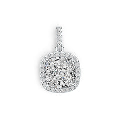 10K Gold Semi Mount Pendant Setting Cushion Cu 8x8mm W/ White Topaz Syzjewelry