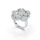 14K Gold Semi Mount Ring Setting Oval OV 14X10mm OV 10X8mm RD 8mm Diamond Accent DHJ